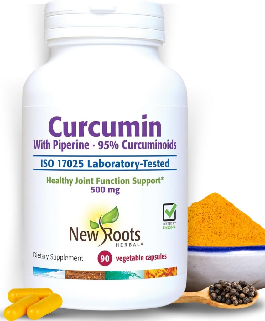 NUOVO ROOTS HERBAL curcumina curcuma Supplemento 500mg con Gingers & Black Pepper Extract - 20x Migliore assorbimento | Capsule coagulanti con 95% curcuminoidi & 95% Piperina (90 capsule di veg)