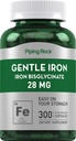 Piping Rock Iron Bisglycinate 28 mg | 300 capsule | Gentle Iron Supplement | Non-GMO & Gluten Free