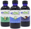 MyVitalC Combo di Olio Extra Vergine di Oliva Biologico, Olio MCT & Avocado - ESS60 Integratore Antiossidante - Per Antiinvecchiamento, Longevità, Sonno, Energia - Confezione da 3
