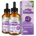 Liposomal Ashwagandha Liquid Drops 2000mg, Ashwagandha Root Extract Supplement (7% Withanolides) con Black Pepper Extract & Probiotics for Focus, Cognition & Energy - 4 FL.OZ (2 Bottiglia)