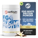 EarthNutri - Egg White Protein Powder Supplement per Pre, Intra o Post Workout, 26g di Protein Per Serving, Supporta la Forza Muscolare & Recovery, No Artificial Additives - Vanilla 20 Servings (640g)