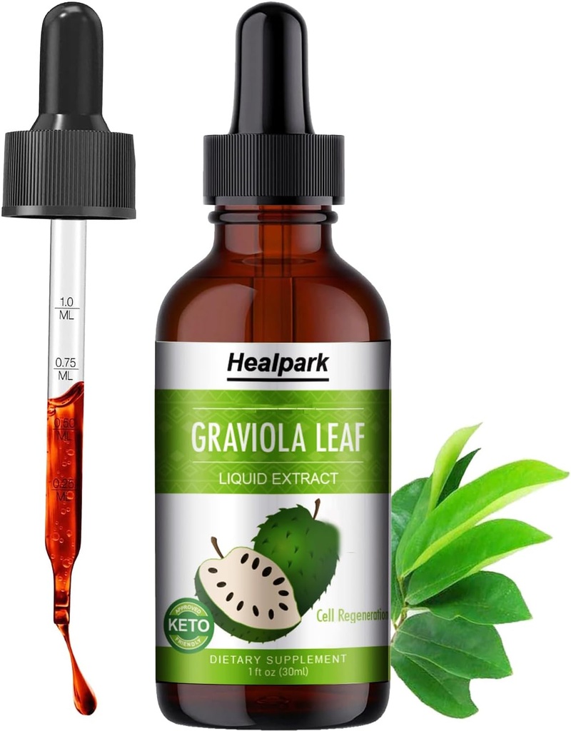 Healpark Soursop Bitters Liquid Graviola Leaf Extract - Natrual Soursop Guanabana lascia liquido, Soursop olio 98% assorbimento-1 Fl Oz