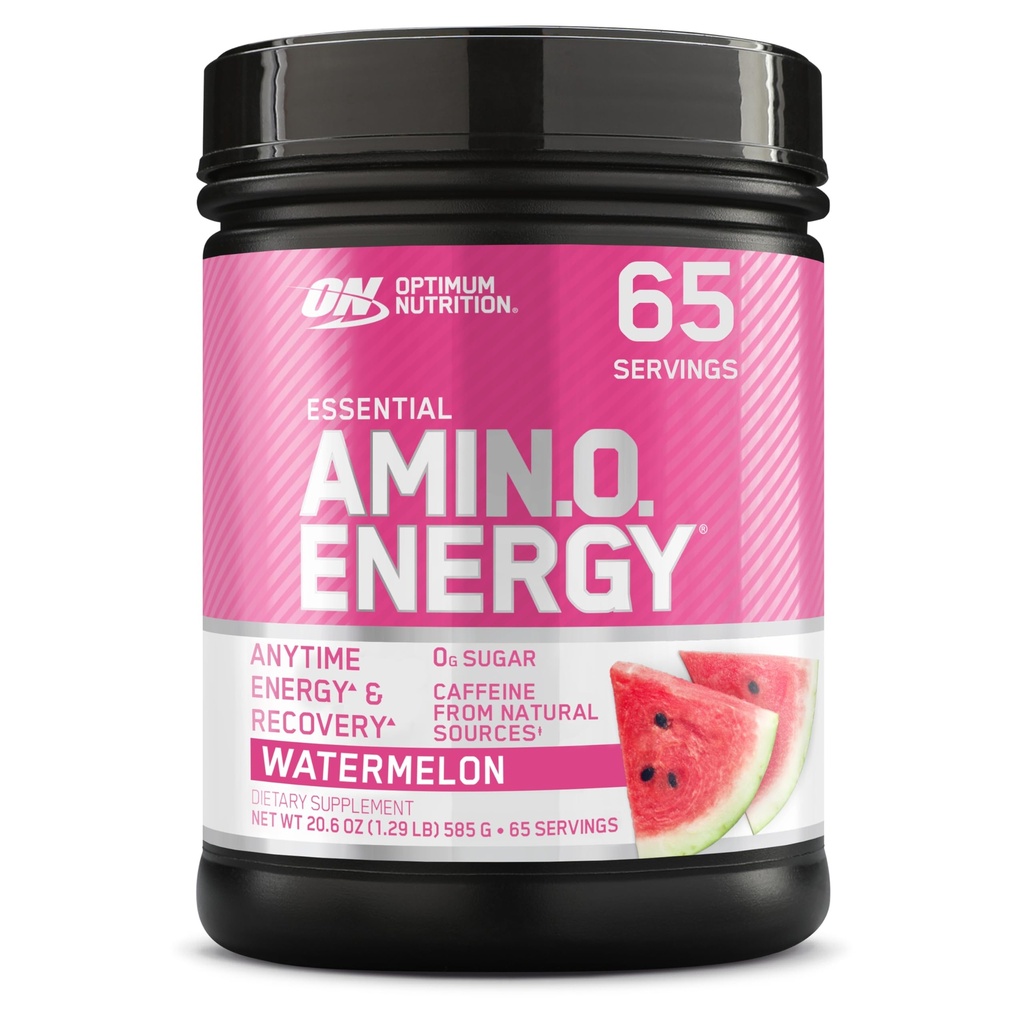 Optimum Nutrition Amino Energy - Pre allenamento con tè verde, BCAA, aminoacidi, Keto Friendly, Estratto di caffè verde, Polvere di energia - Watermelon, 65 Servings (Packaging May Vary)