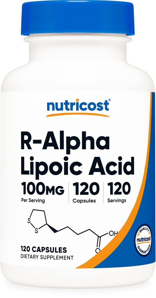 Nutricost R-Alpha acido lipoico 100mg, 120 capsule - capsule vegetali, non OGM, senza glutine