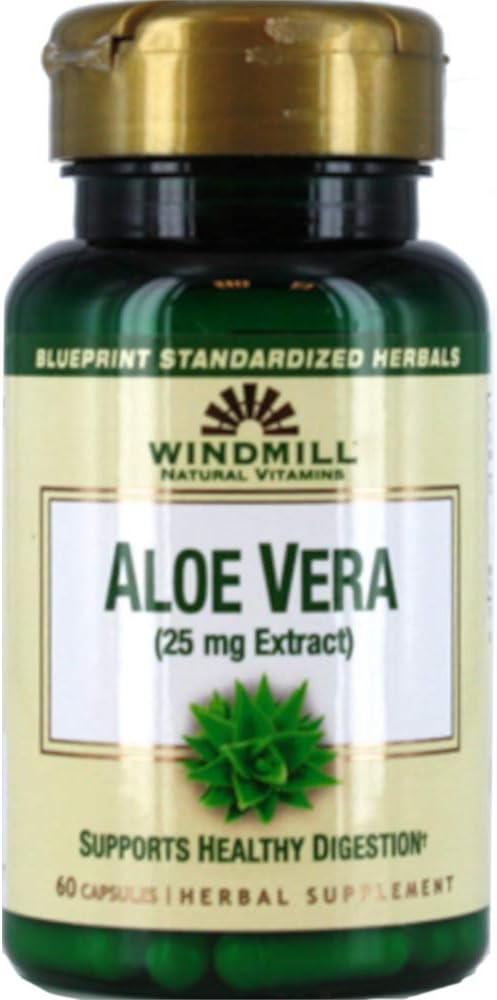 Vitamine naturali del mulino a vento Aloe Vera (25 mg di estratto) 60 capsule (pacchetto di 1)