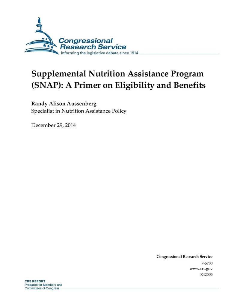 Programma di assistenza nutrizionale supplementare (SNAP): A Primer on Eligibility and Benefits (CRS Reports)