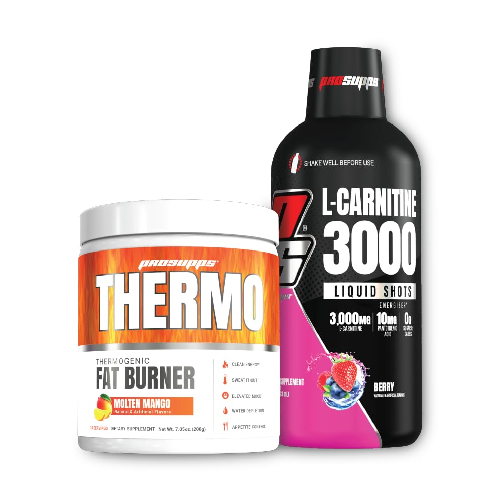PROSUPPS Thermo Fat Burning Thermogenic Powder Molten Mango e 3000 L-Carnitine Berry - Gestione del peso e pre allenamento - Energy, Mood, Appetite Control