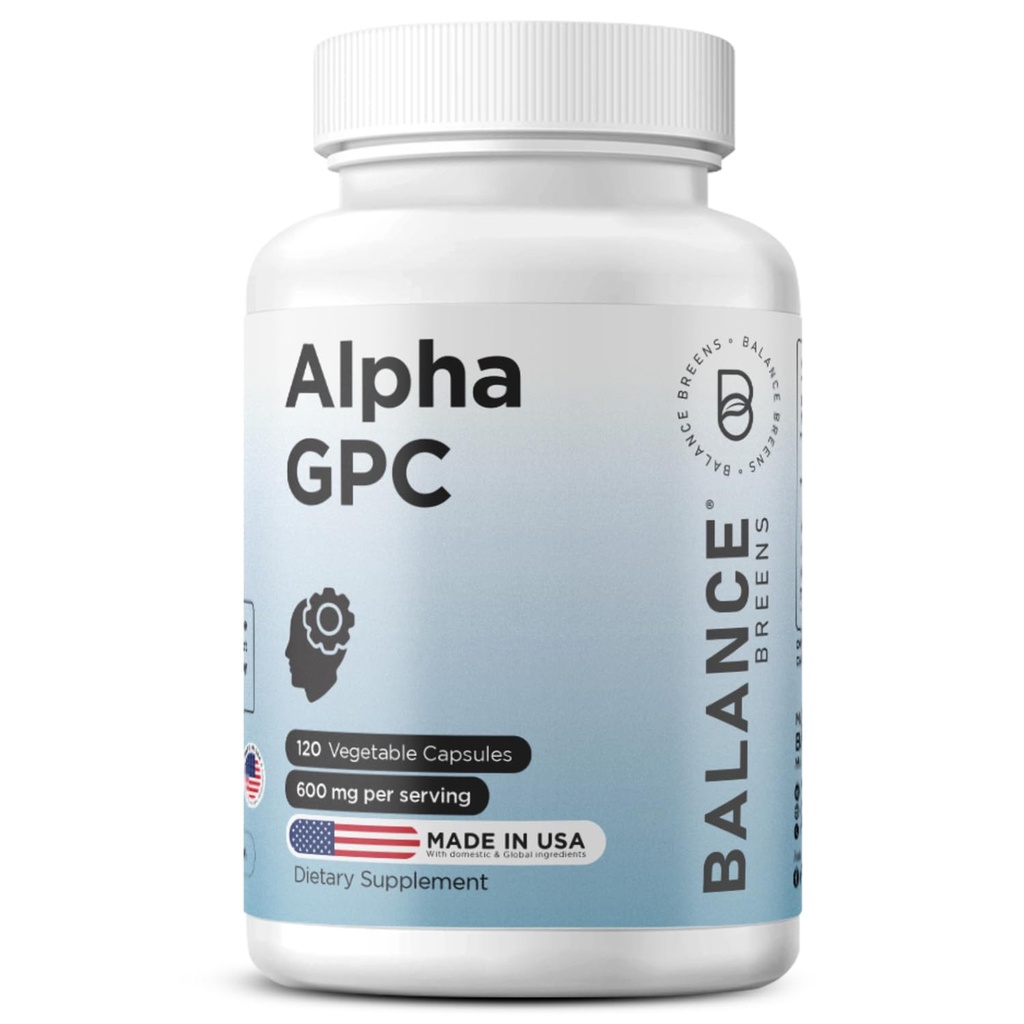 Alpha GPC Choline Supplemento 600mg, 120 Veg Capsule - Advanced Memory Formula, Nootropic Brain Support (120 Count (Pack of 1))