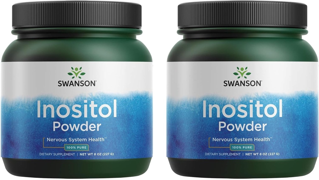 Swanson 100% Pure Inositol Powder - Supplemento naturale Promuovere la messa a fuoco e il relax - Nerve & Cellular Support - (8oz) 2 Pack