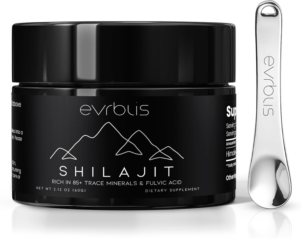 Pure Himalayan Organic Shilajit Resina, Max Potency Gold Grade Shilajit Supplemento per Uomo & Donne Energia Naturale Boost & Supporto immunitario con 85+ Trace Minerals & Acido Fulvico (60 Grammi, 120 Serving).