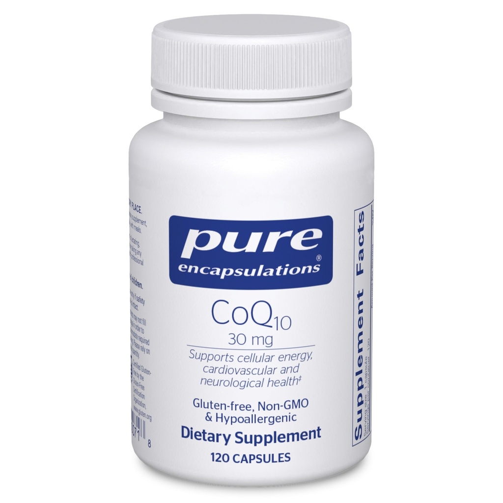Pure Encapsulations CoQ10 30 mg | Coenzyme Q10 Supplemento per energia, antiossidanti, salute cerebrale e cellulare, cognizione e supporto cardiovascolare* | 120 capsule