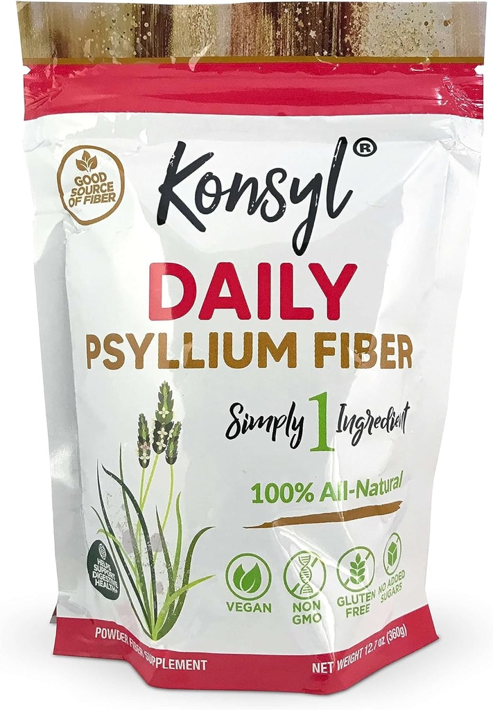 Konsyl Daily Psyllium Fiber 360g / 12.7oz - Non OGM, Vegan, Keto-Friendly, Polvere di supplemento di fibra - Supporta la salute digestiva