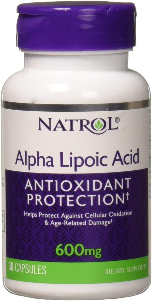 Natrol Alpha Lipoic Acid 600 mg, Integratore alimentare per il benessere generale, 30 capsule, 30 giorni di alimentazione