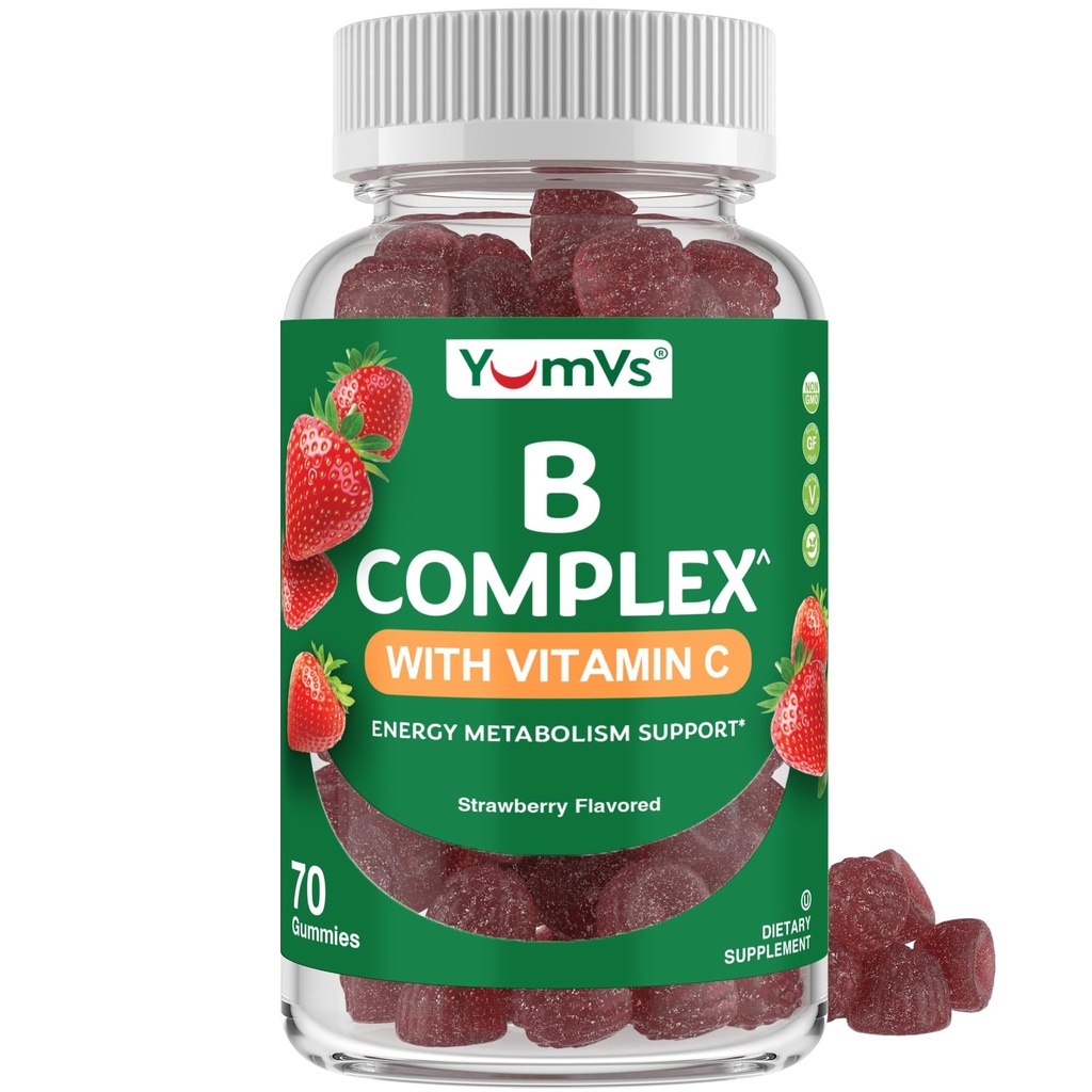 B Gummie complesse con vitamina C – Grande Degustazione 1 a Day Energy & Nervous System Support for Adults – Vegan, Kosher, Non-OGM Vitamina B Complex Gummies with B12, B6, Niacin & Folic Acid – 70 Count