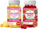 Lunakai Collagen e Multivitamin Gummies Bundle - Integratori Anti OGM con Biotina, Zinco, Vitamina C ed E - 100% Valore giornaliero di 16 vitamine e minerali essenziali - 30 giorni di fornitura