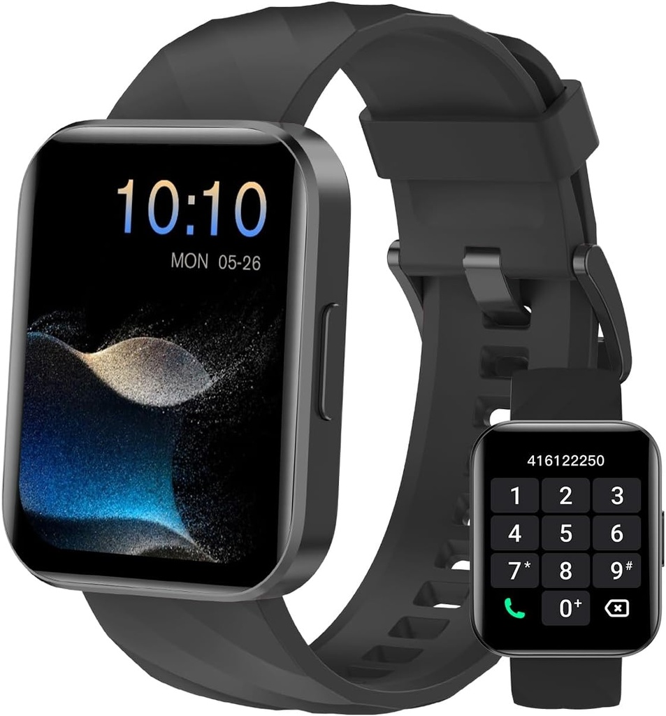 Smart Watch (Answer/Make Calls), 1,85" Smart Watches for Men Women Digital Watch Fitness Tracker con 100+ Sport Modes Heart Rate Monitor per iOS Android Phones Impermeabile Nero