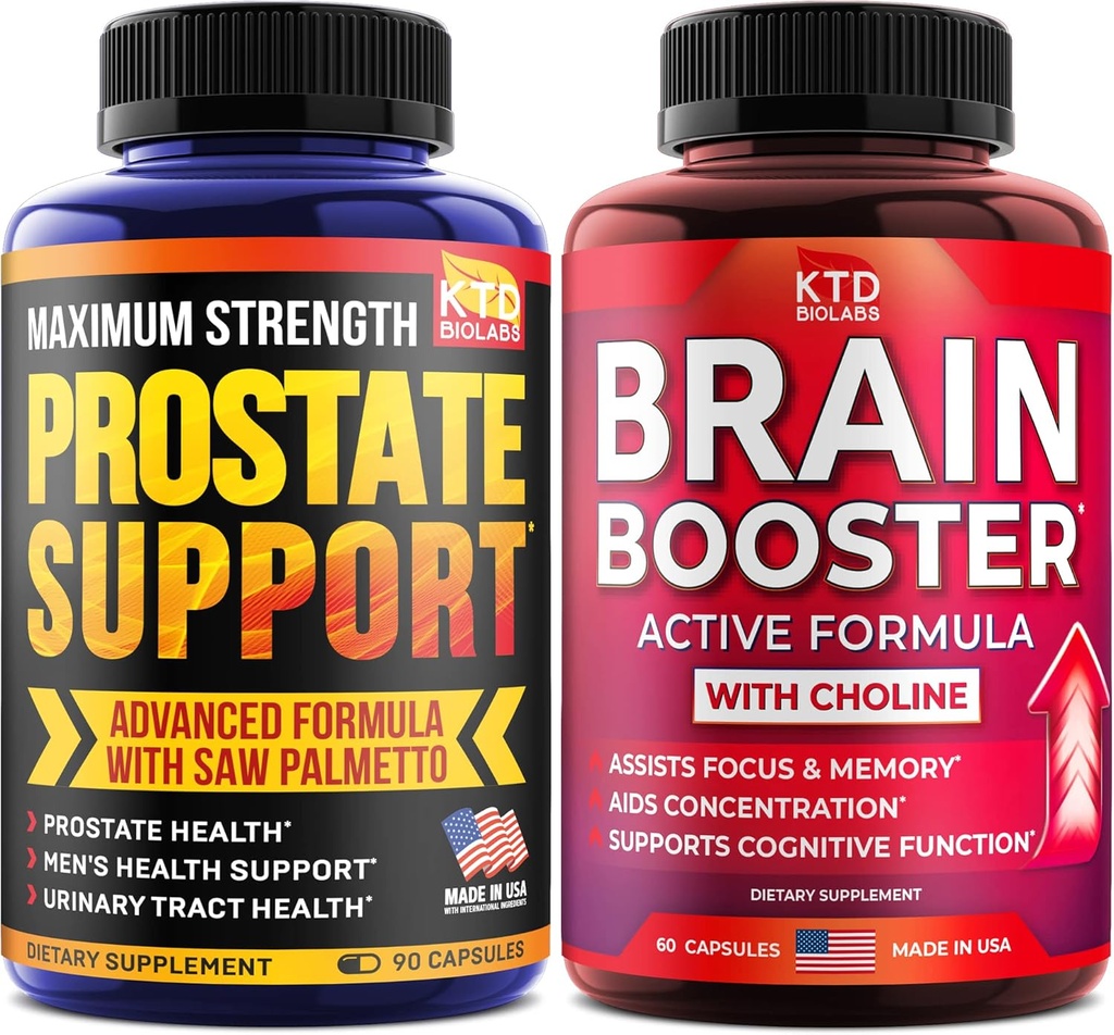 Supporto per la prostata per gli uomini & Nootropic Brain Support Supplement - Made in USA - Saw Palmetto Capsules - Bacopa Monnieri & DMAE Supplemento