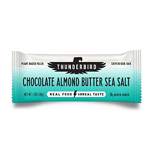 Thunderbird Bars Energy Snack, senza glutine con proteine, sano cibo reale, Vegan Paleo Non OGM, Non Aggiunto Zucchero, Mandorla al cioccolato Burro di sale marino Flavor (6 Conte, 1.7 oz. Bars)