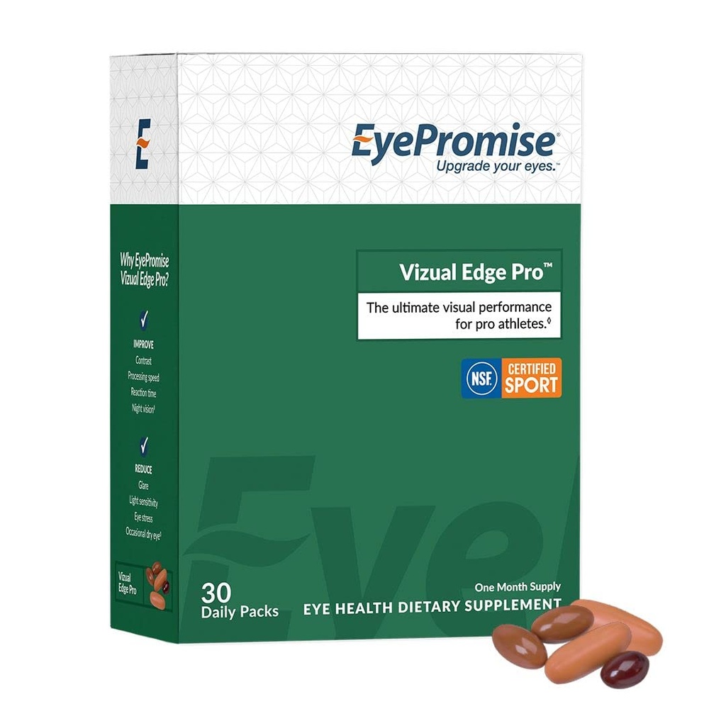 EyePromise Vizual Edge Pro Supplemento - 30 Packets Pillola Singolo-Serving, 30-Day Supply - Visivi Performance Eye Vitamin con 26mg Zeaxanthin & 8mg Lutein per Vision Quality & Clarity