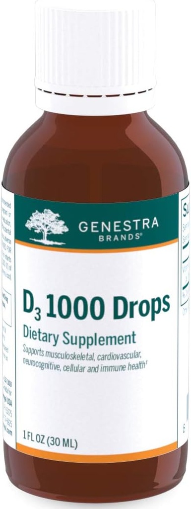 Genestra Brands D3 1000 Gocce | Supplemento di vitamina D liquido | 1 fl. oz.