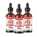 LIQUIDHEALTH USDA Organic Methyl Vitamin B12 Methylcobalamin Liquid Drops with Tart Cherry Juice - Boost Energy, Immune Support, Migliorare la memoria e la concentrazione - USA Made, Vegan, Non-GMO (3 Pack)