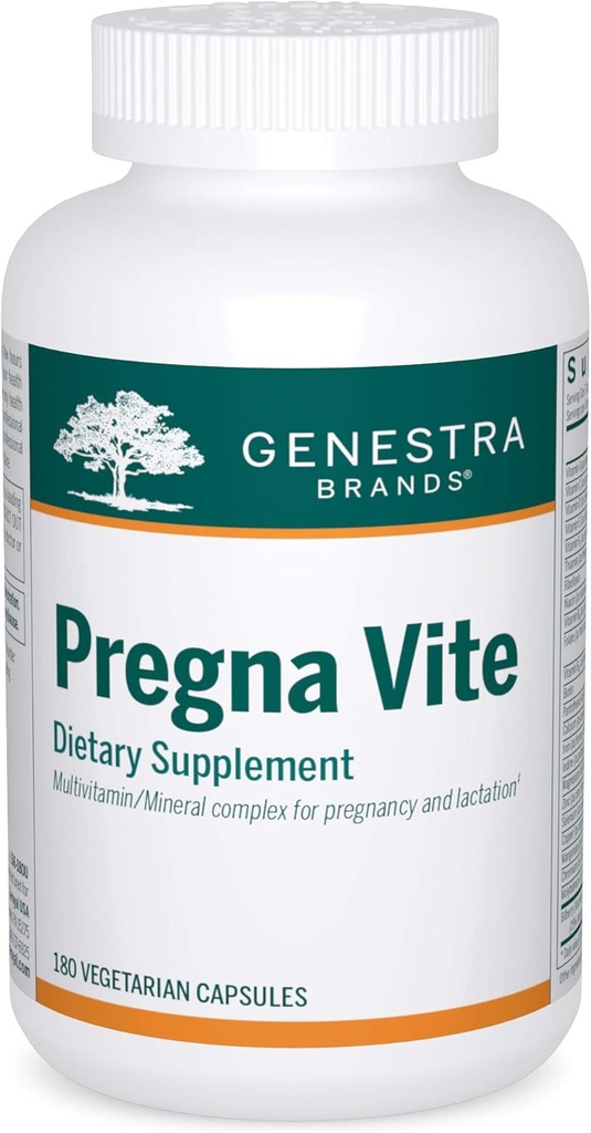 Genestra Marche Pregna Vite | Supporta Gravidanza sana con acido folico, vitamina D e ferro | 180 capsule
