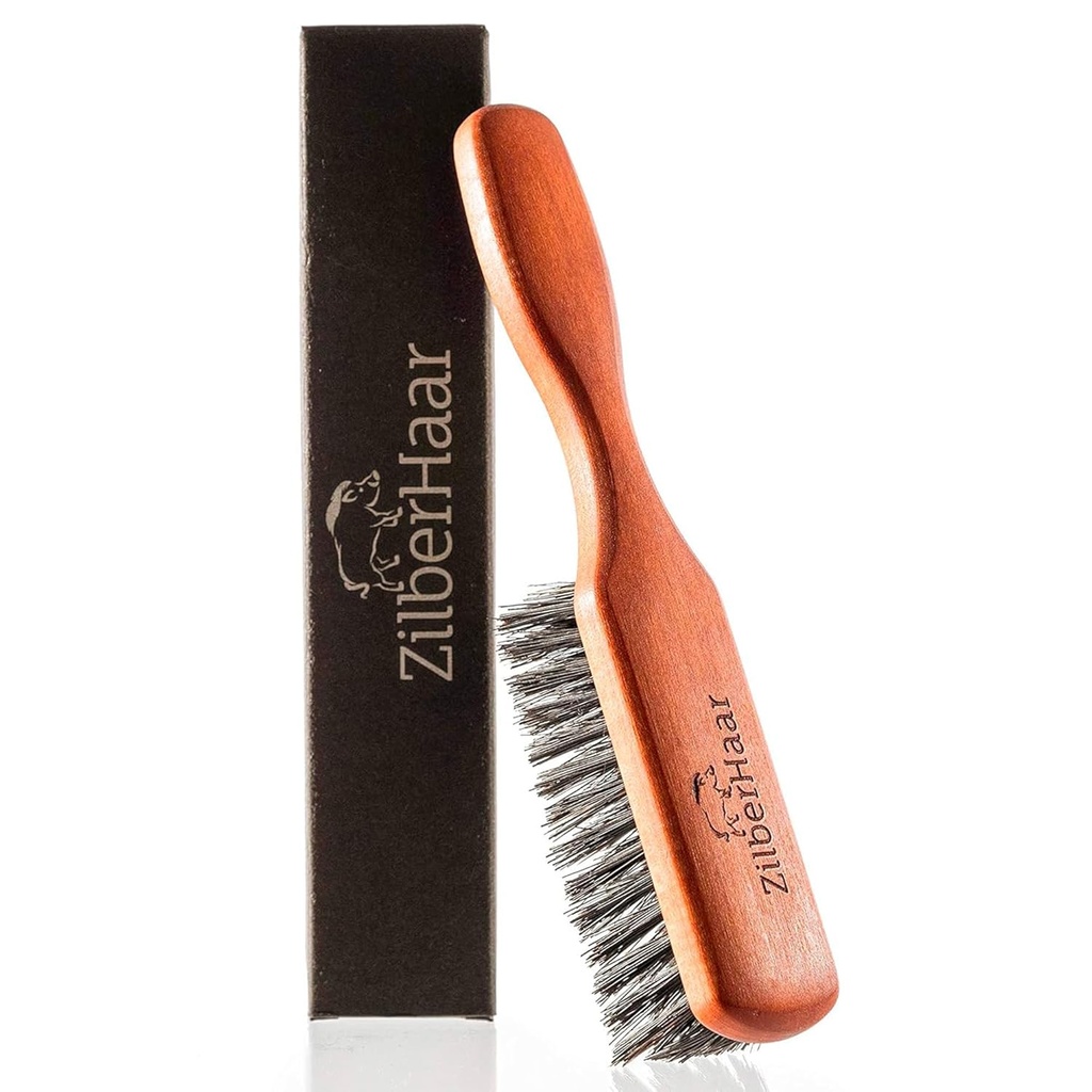 ZilberHaar Brush Cuscinetto Regolare - Morbido Boar Bristles - Pennello per la cura del cuscinetto per gli uomini - Raddrizza e promuove la crescita della barba - Funziona con olio di barba e balsami - Essenziale per i kit di cura della barba