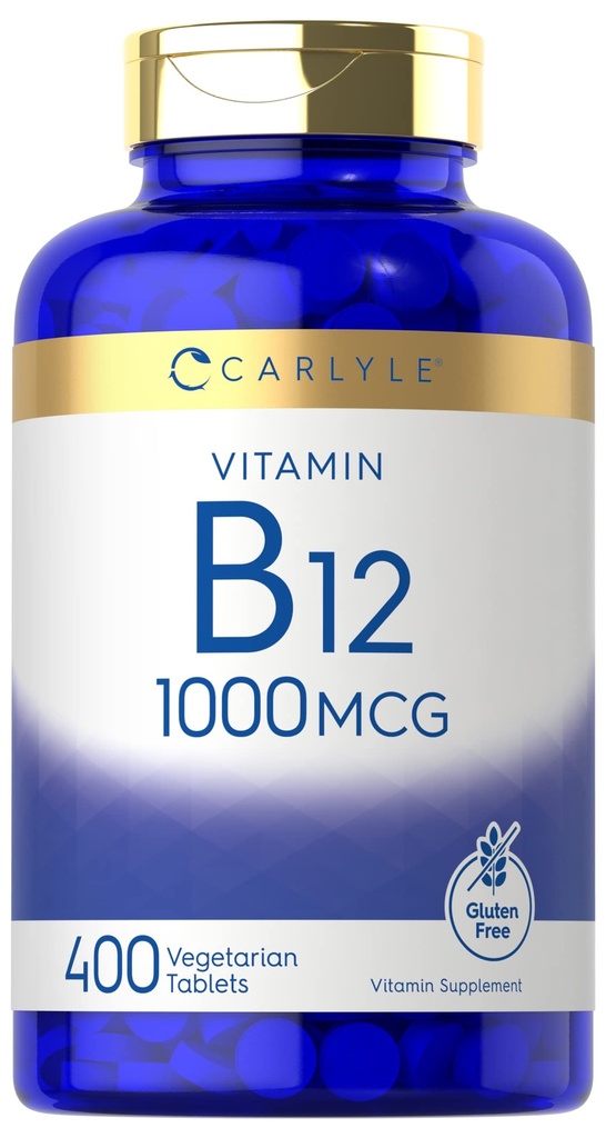 Carlyle Vitamin B12 1000 mcg | 400 compresse | Vegetariano, Non OGM, Gluten Supplemento gratuito