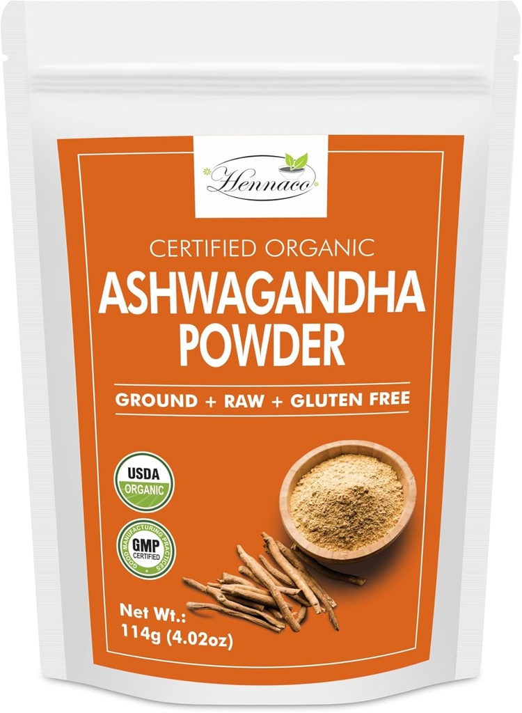 Polvere di Ashwagandha organica| Pouch| Resealable Zip Lock Withania Somnifera da India| USDA Organic| Polvere di Ashwagandha puro e naturale senza OZ