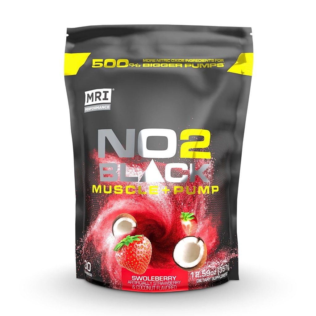 MRI NO2 Nero Nitrico Ossido Supplemento per pompa, crescita muscolare, vascolarità & energia - potente Stim-Free Pre-allenamento con Citrullina (30 Serve) (Swoleberry)