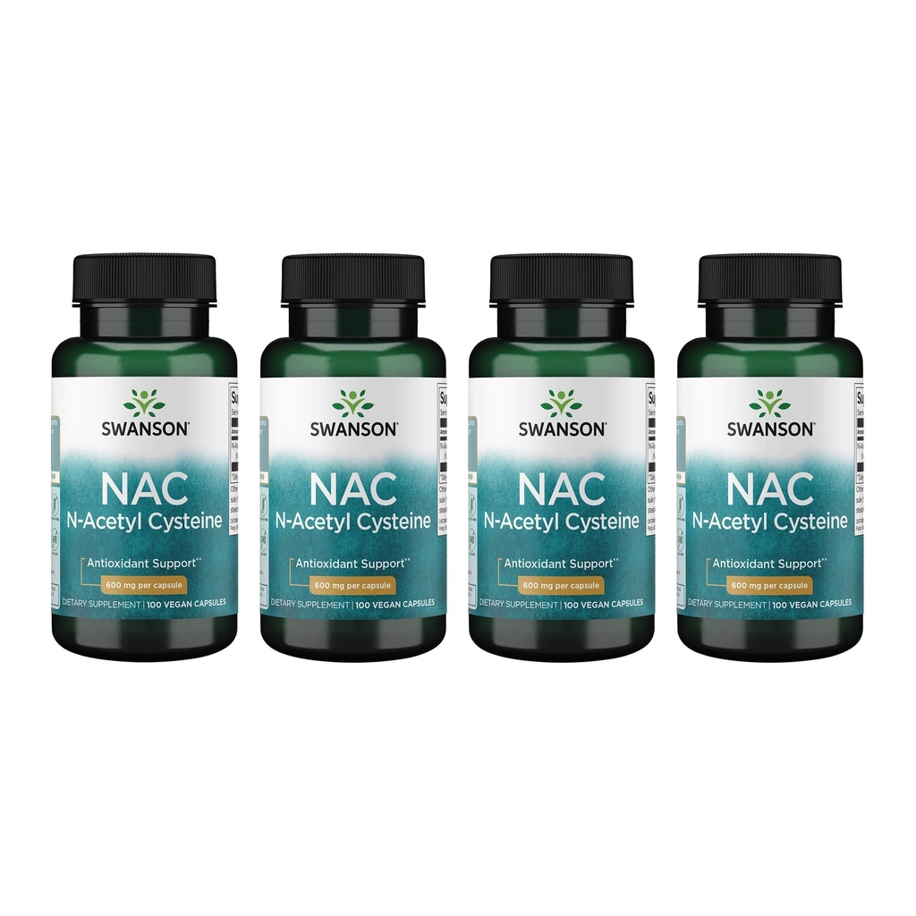 Swanson NAC - N-Acetyl Cysteine - Supplemento 600 mg 100 capsule (4 pacchetto)
