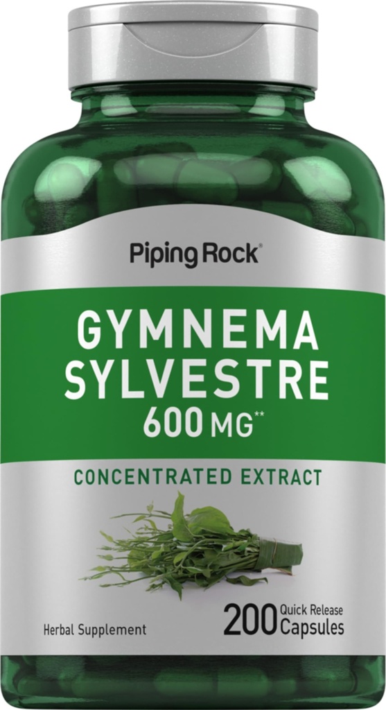 Piping Rock Gymnema Sylvestre Integra 600 mg | 200 capsule | Estratto di erbe concentrato | Non OGM e Gluten Free