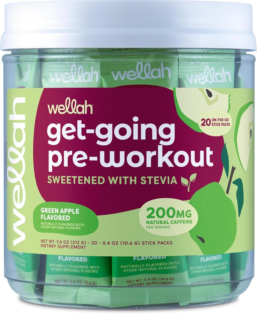Wellah Get-Going Green Apple Aromaed Pre-Workout Stickpacks (20 Serve)
