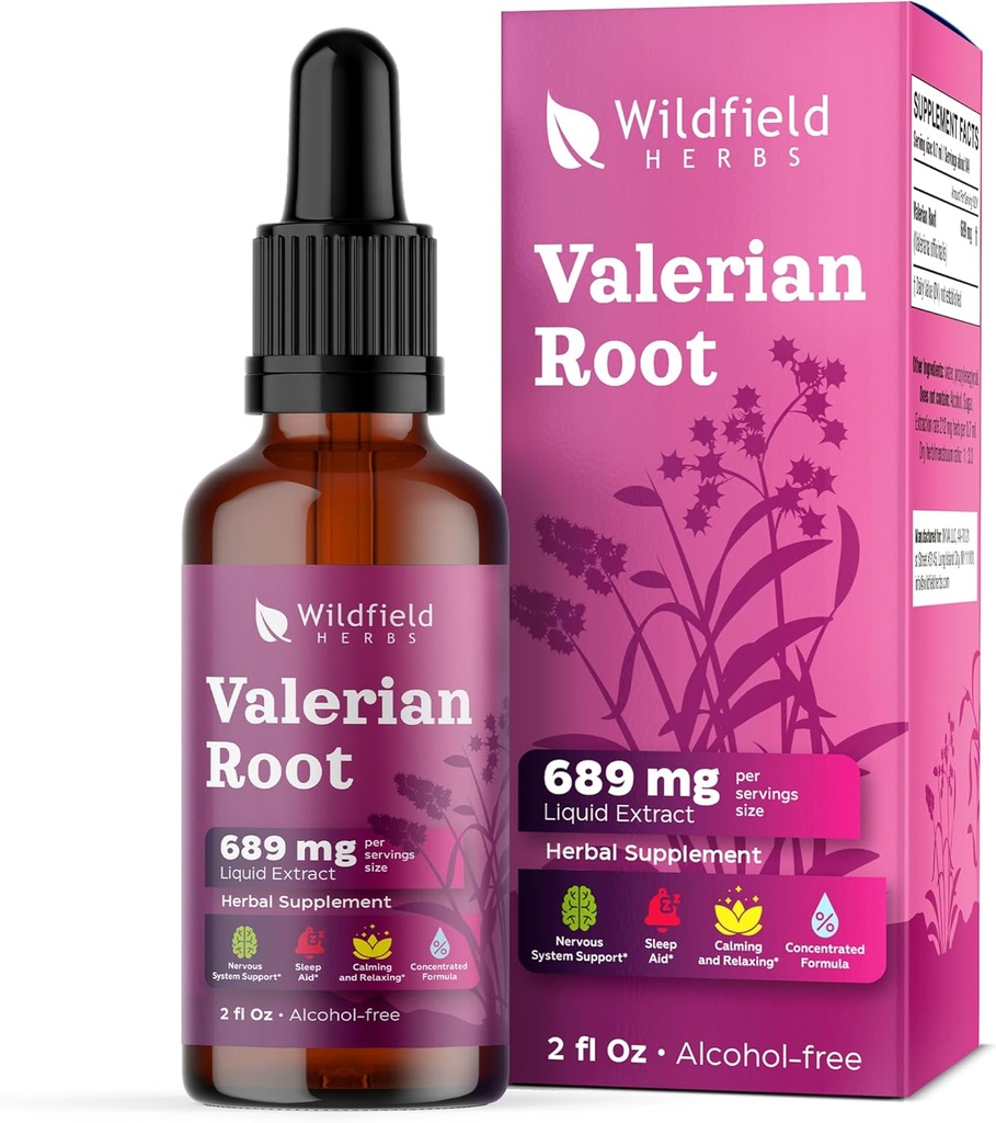 Estratto di radice di valeriana gocce 1000mg (Valeriana officinalis) Integratore di erbe assorbe meglio di capsule, 2 mesi di alimentazione, 84 Serve, Alcol-Free Tincture - 2 Oz, Confezione da 1