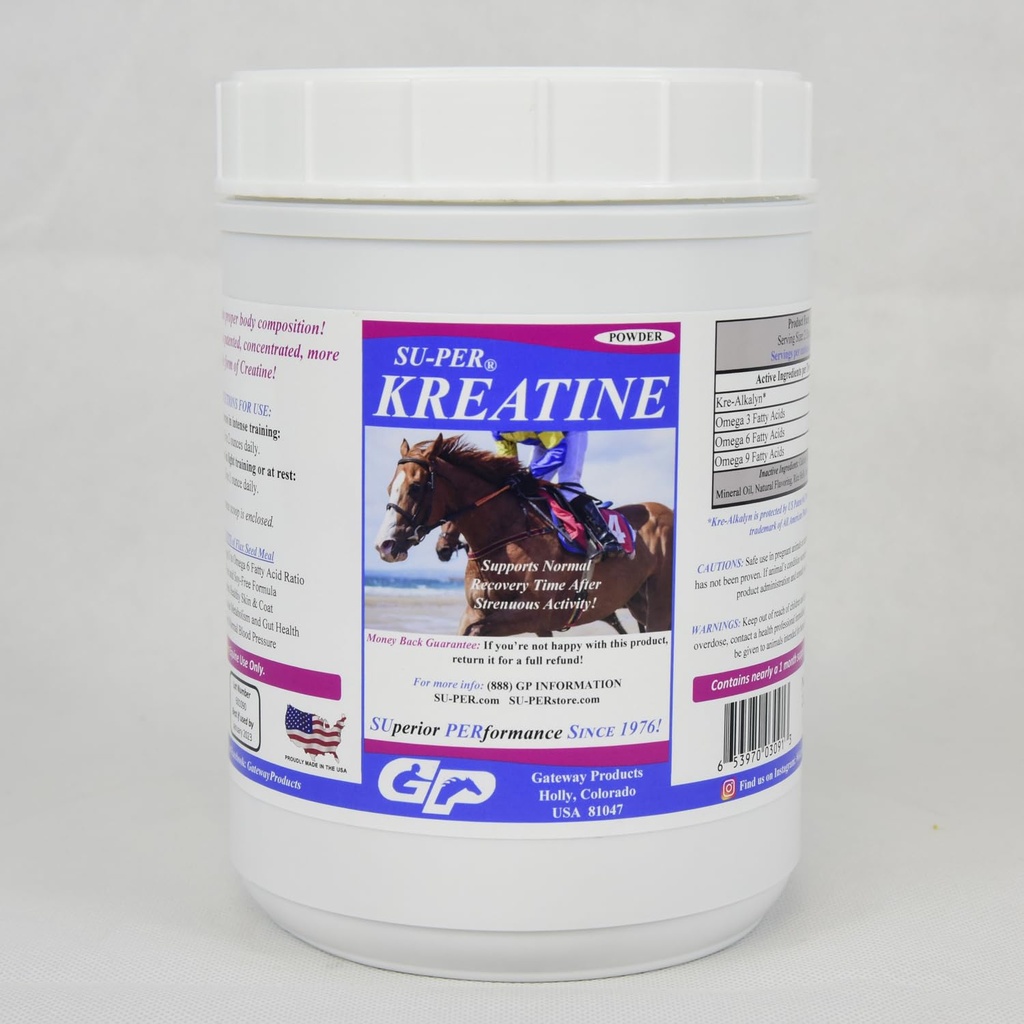 SU-PER Kreatine Energy Horse Supplement - Supporta la produzione di energia, Stamina e Endurance - Equine Creatina Supplemento con Kre-Alkalyn - 2.5 Pound, (2 Pack)