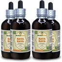 Kava Kava (Piper Methysticum) Tintura, Estratto liquido di radice secca (Nome: HerbalTerra, Proudly Made in USA) 4x4 fl.oz (4x120 ml)