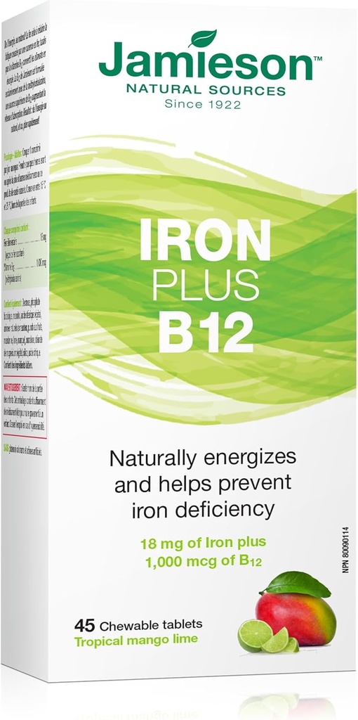 Jamieson Iron + vitamina B12, 45 schede masticabili