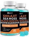 Shilajit Sea Moss Ashwagandha Gummies with Turmeric, Black Seed Oil, Vitamina C D per uomini e donne, Shilajit e Ashwagandha Gummy, Tutti in 1 Integratori per Immune, Assorbimento e Supporto Energetico