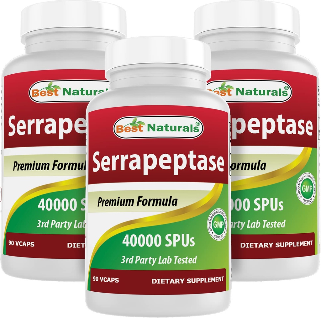I migliori naturali Serrapeptase 40000 SPUs 90 Vcaps (90 conteggio (pacchetto di 3))