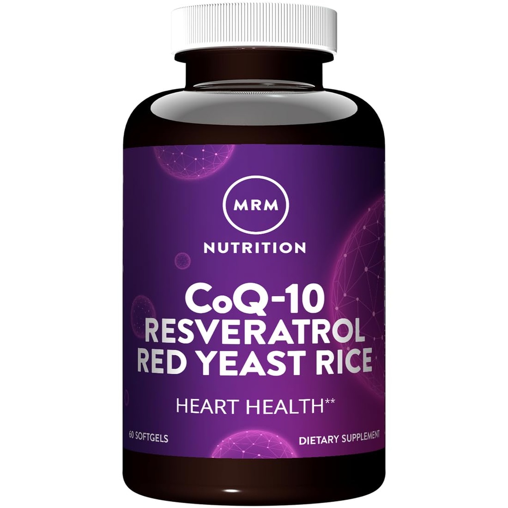 MRM Nutrition CoQ-10 Resveratrolo Red Yeast Rice | Supporta la salute cardiovascolare e cardiaca | Gluten-Free | Non-GMO | 30 Softgels