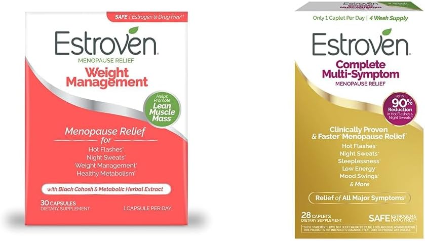 Estroven gestione del peso per il sollievo di menopausa, fornire Night Sweats & Hot Flash Relief, 30 CT + Integratore Multi-Symptom Menopause per le donne, 28 CT, Droga & Non-OGM