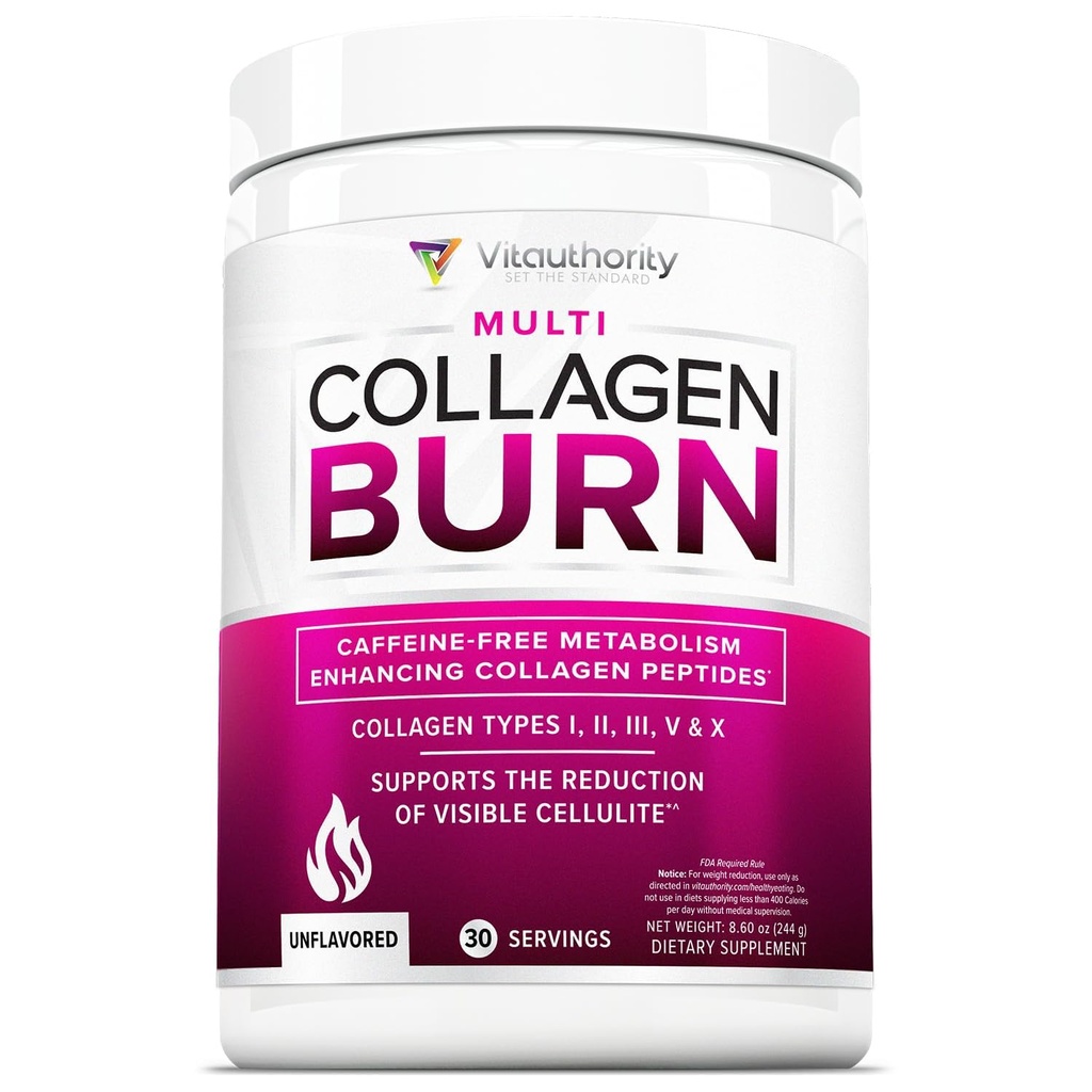 Polvere di collagene idrolizzata per la perdita di peso - Burn Ultimate Beauty Complex Multi Peptides polvere per le donne con tipi I II III V e X per il supporto di bruciare i grassi non aromatizzato 30 Serve