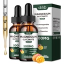 Magnesio Glycinate Liquid Drops Supplemento, con Magnesio Glycinate 500mg Ashwagandha, L - Theanine, Camomilla - Support Stress Relief, Bone, Muscolo, Mood Mango Flavor 2Pack