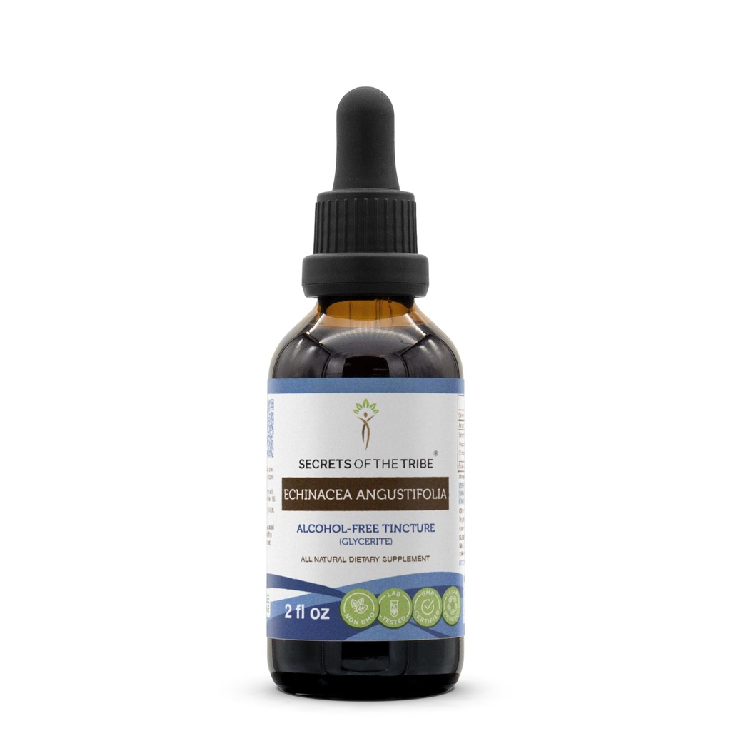Segreti della Tribù Echinacea Angustifolia Tincture Alcohol-Free Liquid Extract, Responsabile allevato Echinacea Angustifolia Dried Root (2 FL OZ)