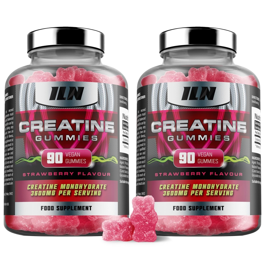 Iron Labs Nutrition Creatine Monohydrate (180 Gummy Bears) - 3600mg Per Serving - Fragola Flavor - Creatina ad alta resistenza per uomini e donne (180 Vegan Gummies)