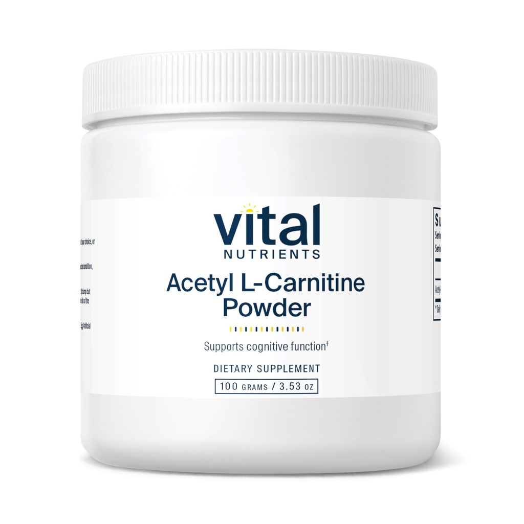 Vital Nutrients Acetyl L-Carnitine Powder | Brain, Memory e Cognitive Support Supplemento* | Vegan | Gluten, Dairy, Soy Free | Non-GMO | 100 Grammi