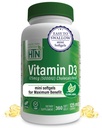 Vitamina D3 5000iu 360 Mini Softgels per l'anno massimo beneficio Alimentazione | 125mcg Cholecalciferol | 3rd Party Testato | Non OGM USP Grado in EVOO organico | Supporto per la salute immunitaria