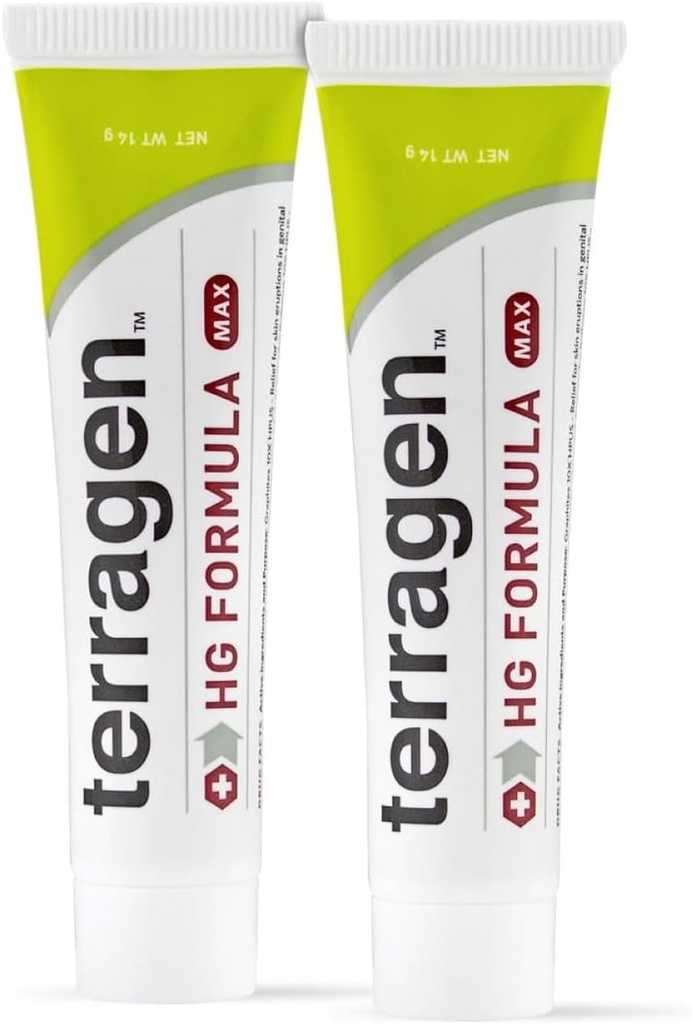 Terragen HG Formula MAX da terrasil, Crema per il trattamento naturale dellenitivo rapido per il supporto alle ulcere genitali e all'epidemia efficace, per gli uomini e le donne (14g 2-Pack)