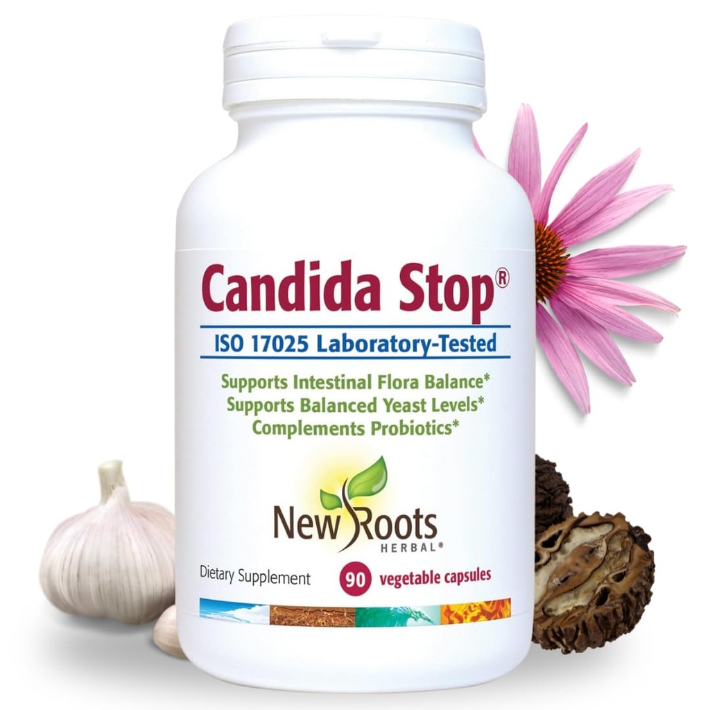 NUOVO ROOTS HERBAL Candida Cleanse Detox Supplemento (90 capsule), Stop Candida Overgrowth, Support Balanced Intestinal Flora & Yeast Balance con 11 Potent Herbs + Probiotics, Digestione Relief