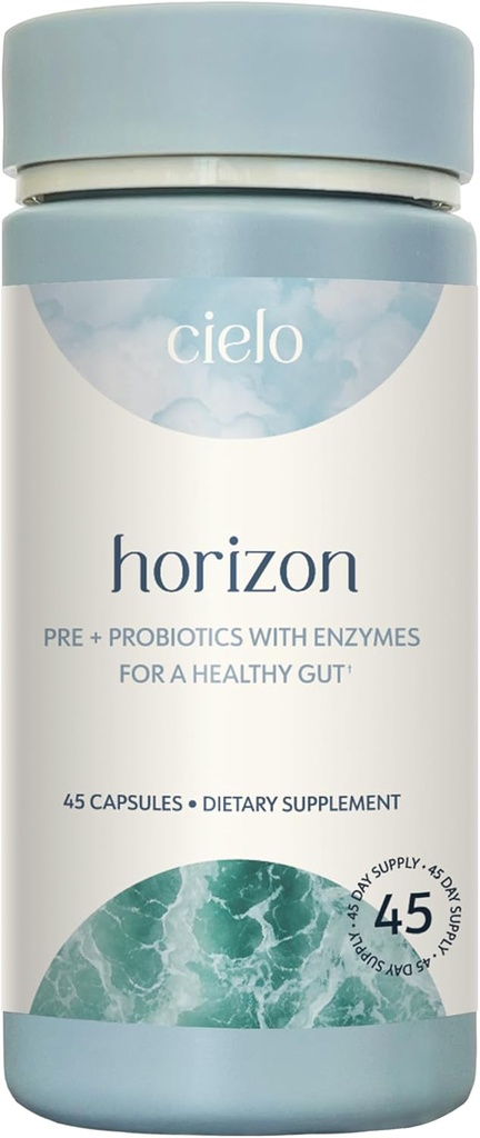 Cielo Daily Horizon Prebiotics - Probiotici per Uomini e Donne - Probiotici giornalieri 20 miliardi di CFU per la salute degli adulti Gut - Contiene miscela di enzimi digestivi per la digestione dei nutrienti (alimentazione di 45 giorni)